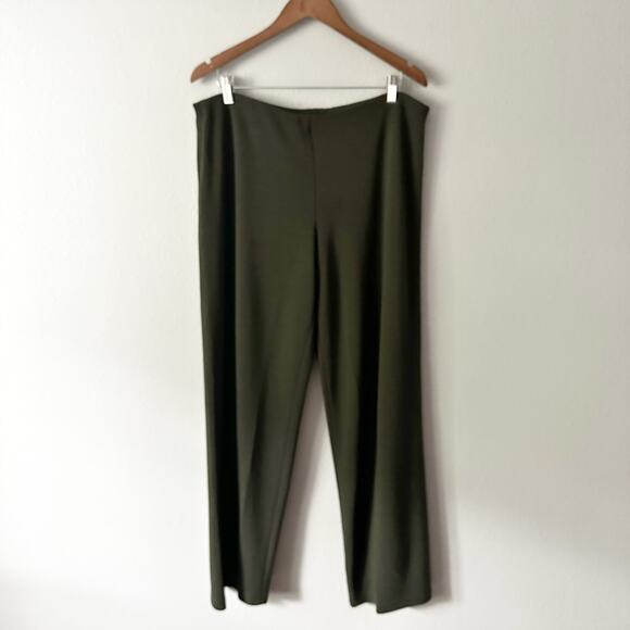 Eileen Fisher Pants - Eileen Fisher Wool Blend Dark Green Pull-on Wide Leg Pants Women’s Size Large